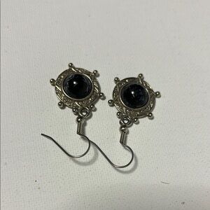Express Black and Silver Dangle Earrings with Intricate Design
